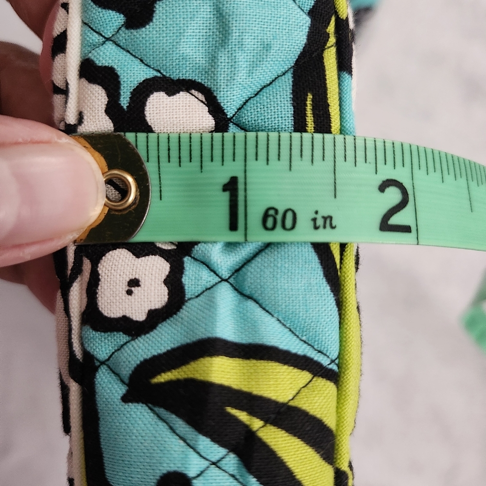 VERA BRADLEY Floral Quilted Fabric Messenger Crossbody Bag Multicolor Teal Black - Picture 8 of 8
